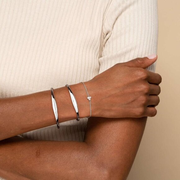 Gold Silver Cuff Bracelets Set 14K Plated Adjustable Lightweight Elegant - Picture 6 of 8